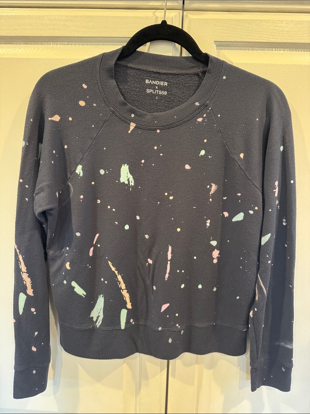 Bandier Paint-Splash Crewneck Sweatshirt with Pastel Accents